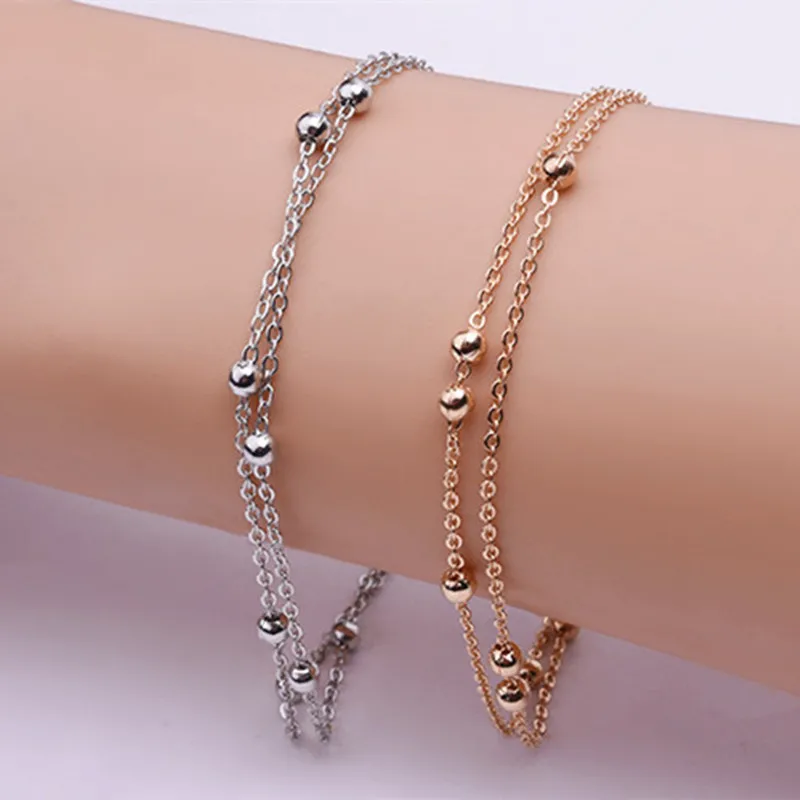 Luxury Silver Color Chain Link Bracelet For Women Ladies OL Style Copper Beads Bracelets Jewelry Accessories Wholesale