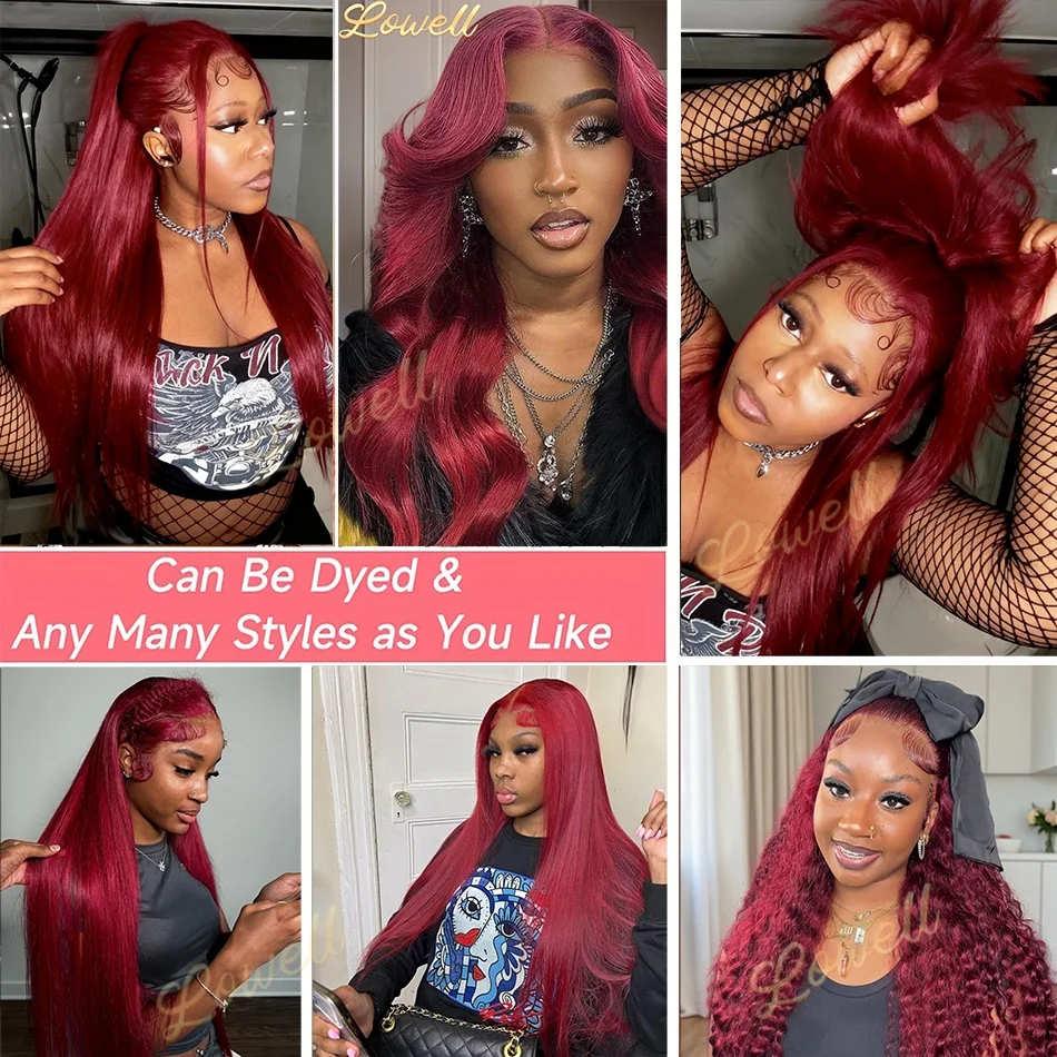99J Straight Human Hair Wigs Burgundy 13x6 HD Lace Frontal Wig Human Hair Wigs 13x4 HD Lace Red Remy Human Hair Wigs for Women image 5