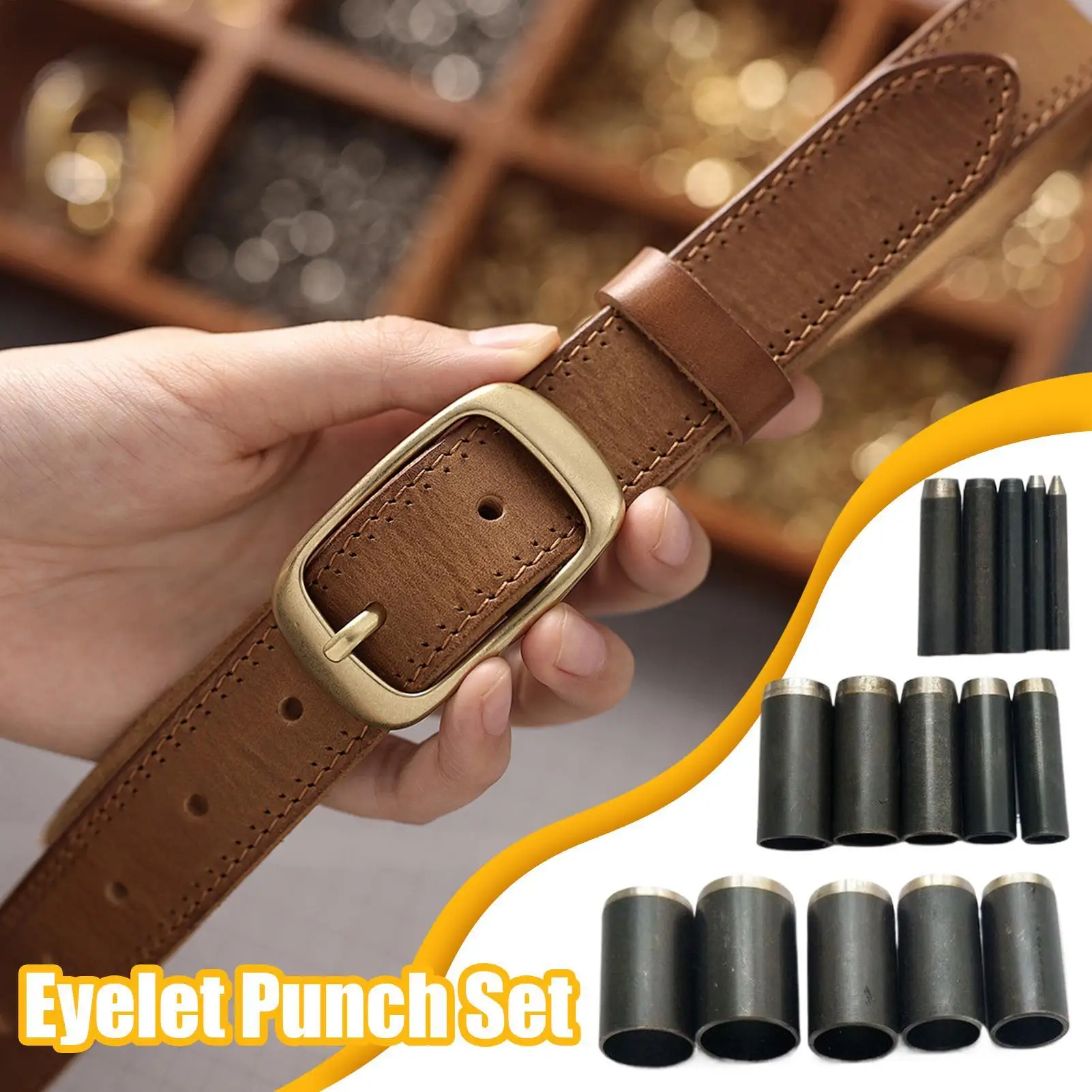 15 Pieces Leather Hole Punch Set Round Eyelet 1-15 MM Inside Diameter Grommet Mold Ring Air Hole Installation Tools