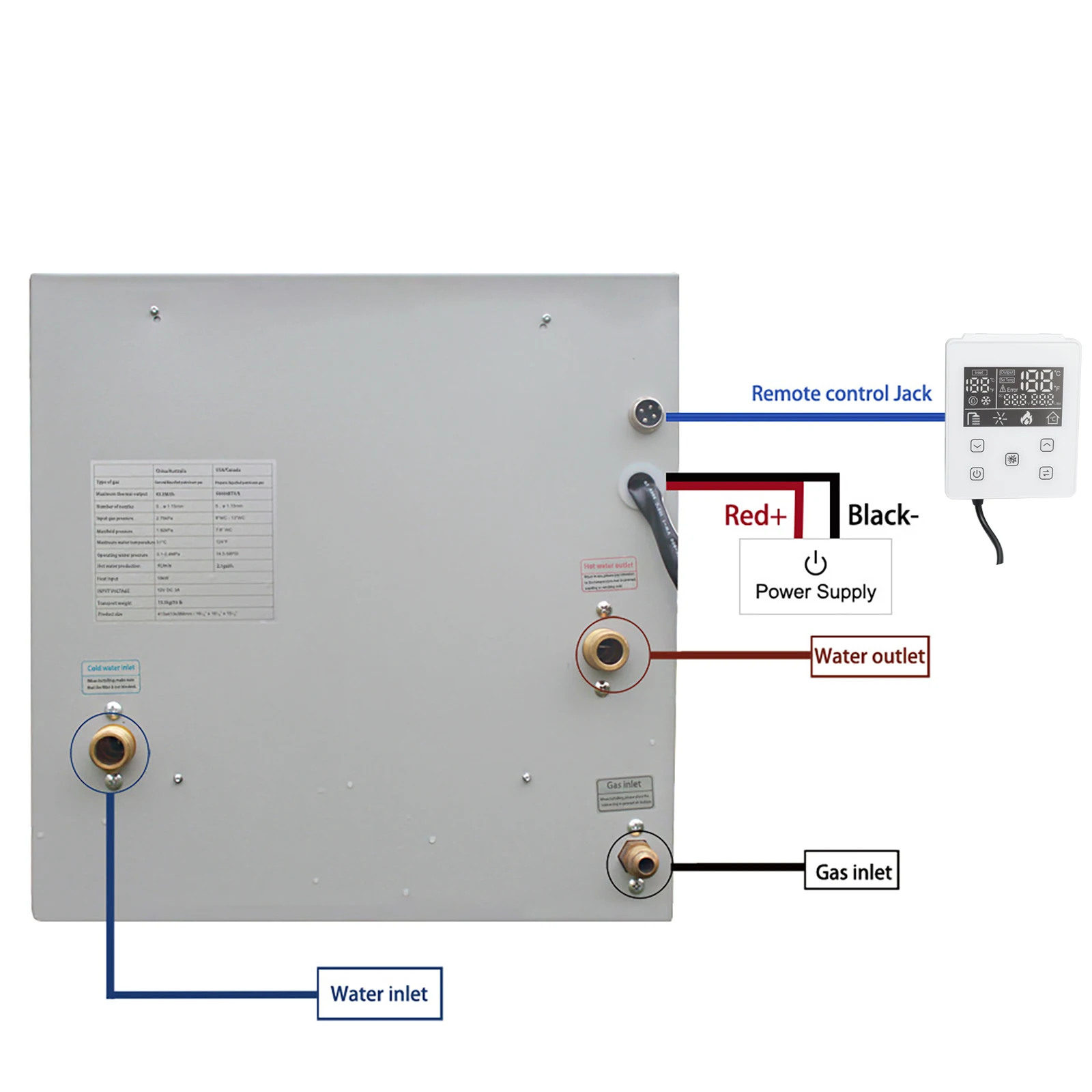 Artudatech RV Durchlauferhitzer Propangas 65000 BTU mit Controller/Duschzubehör