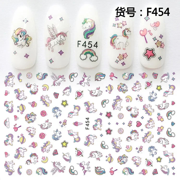 3D Nail Sticker Unicorn Angel Horse Star Design Manicure Wraps