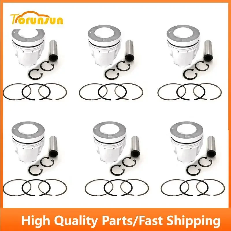 

New 6 Sets STD Piston Kit With Ring 1-12111-632-0 Fit For Isuzu 6RB1T Engine 135MM