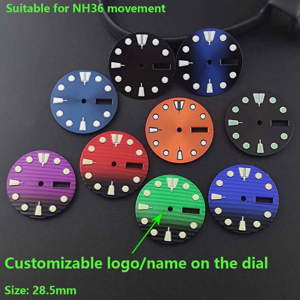 

28.5mm Dial NH35/NH36 Dial Face Insert Parts for Watch NH35/NH36 Movement Watch green Luminous Accessories