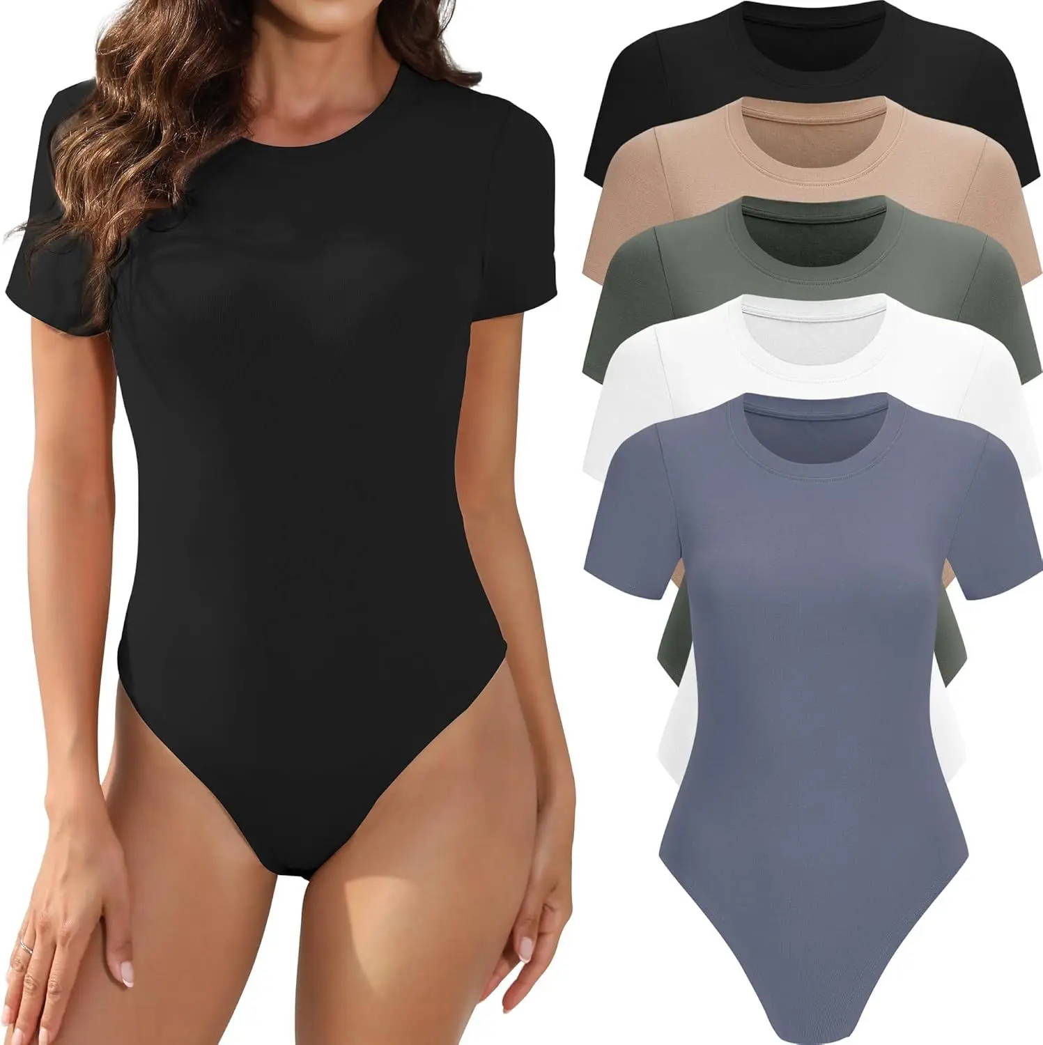 

customized women's adult ballet yoga solid color jumpsuit European American style sexy round neck short sleeved tight leotard