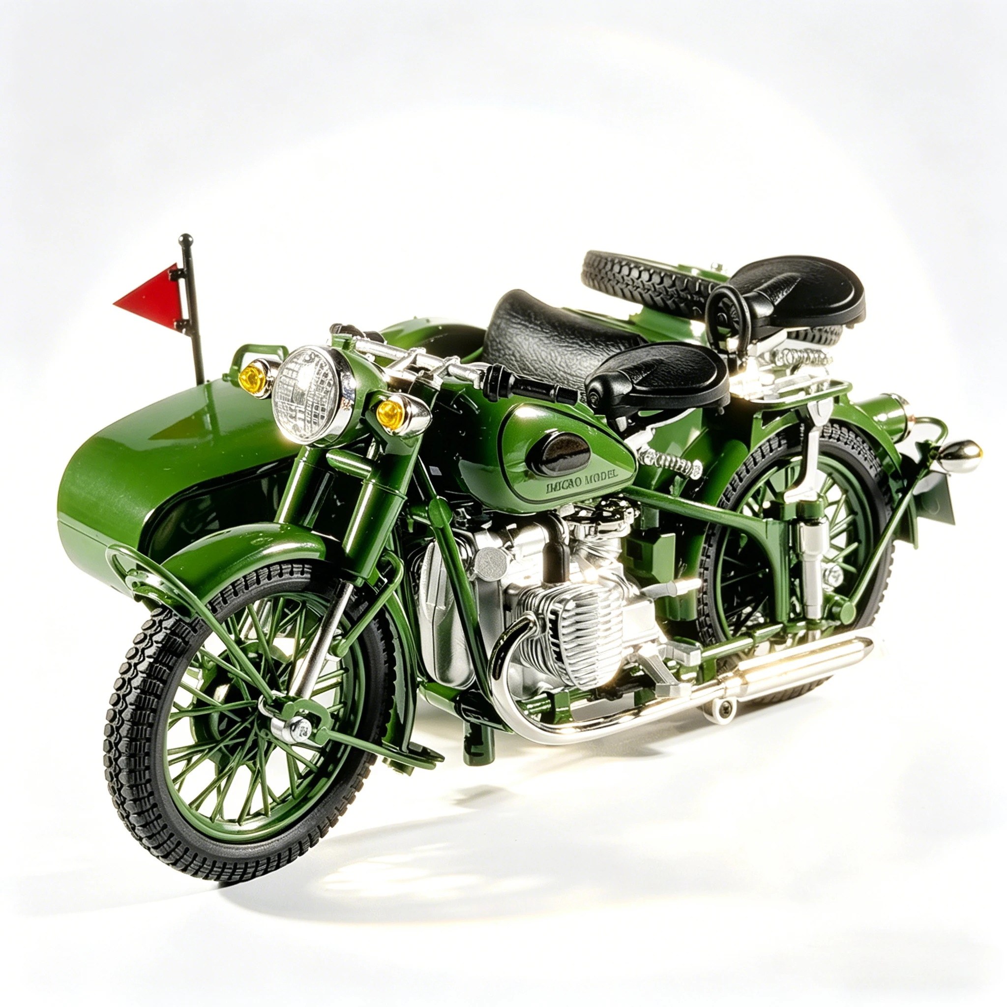 

1:10 Alloy Retro Side-car Motorcycle Model Diecast Metal Classic Military Tricycle Motorcycle Model Sound and Light Kid Toy Gift