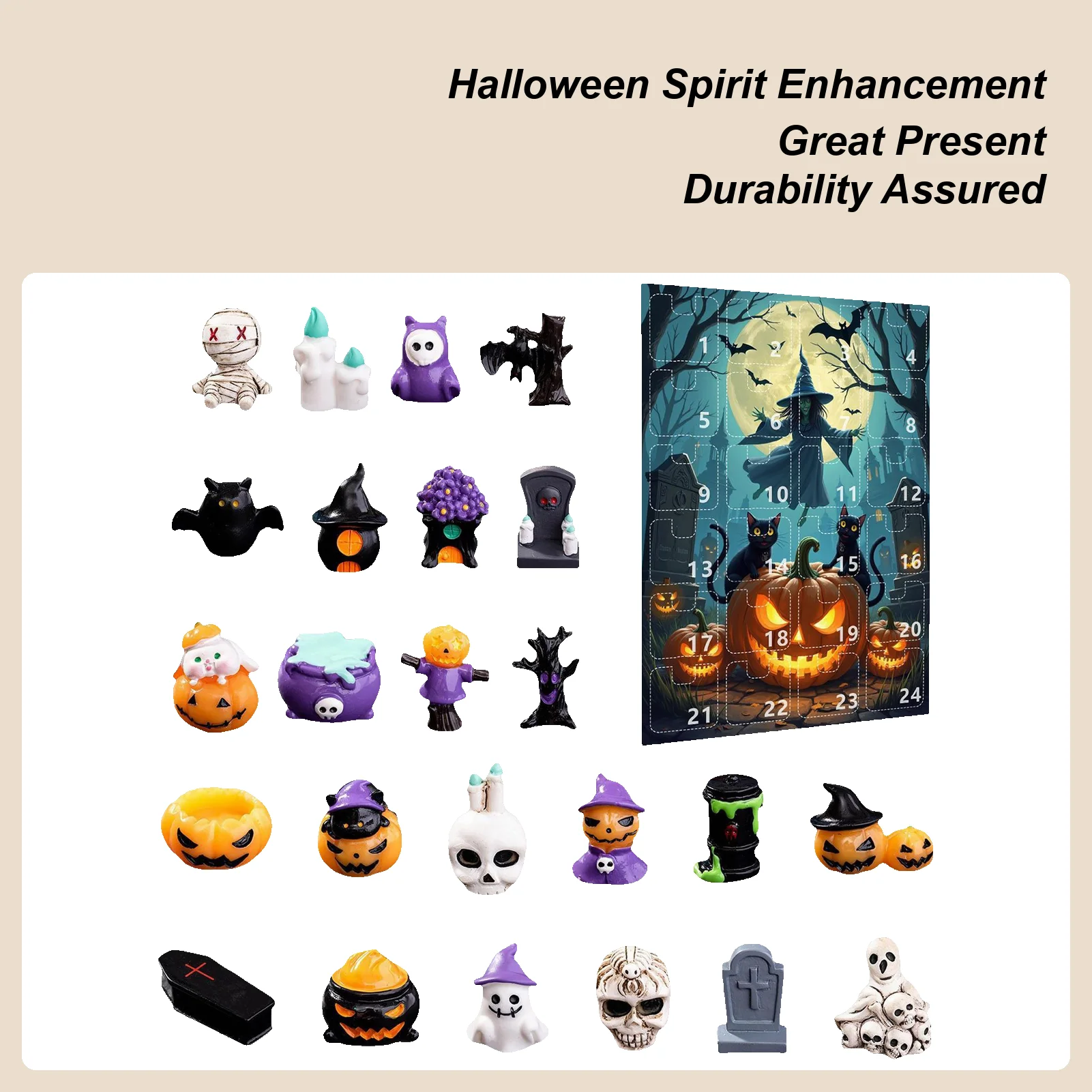 

Хэллоуин Коллекционные предметы Адвент 24-дневный праздничный календарь обратного отсчета Смола Жуткая фигурка для Хэллоуина Настольный подоконник