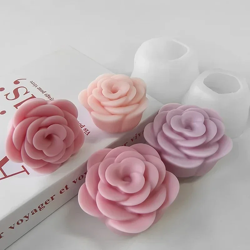 

3D Rose Flower Silicone Candle Mold Handmade Soap Aroma Candle Plaster Ornaments Mould Candy Chocolate Baking Mold