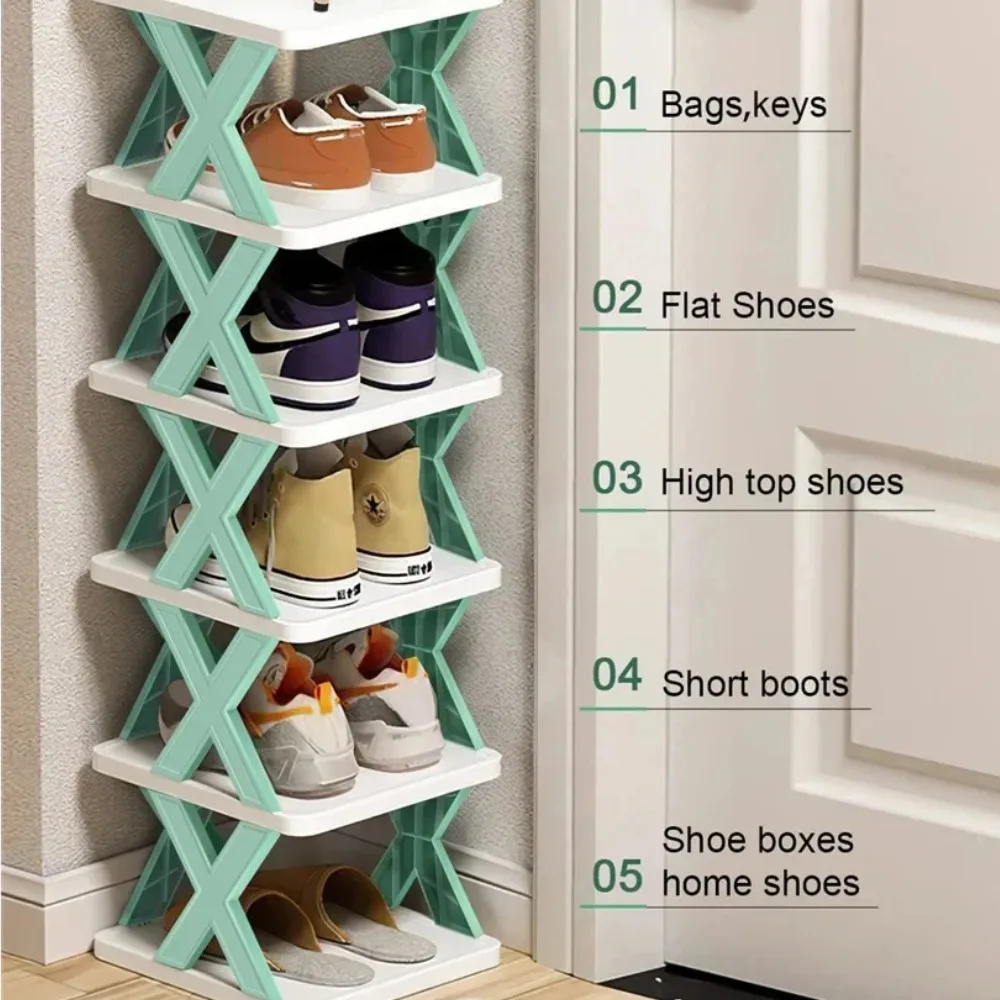 Diy Shoe Rack Multi-Layer Narrow Door Small Gap Shoes Shelf Stackable Space Saving Detachable Multi-functional Shoe Storage Rack