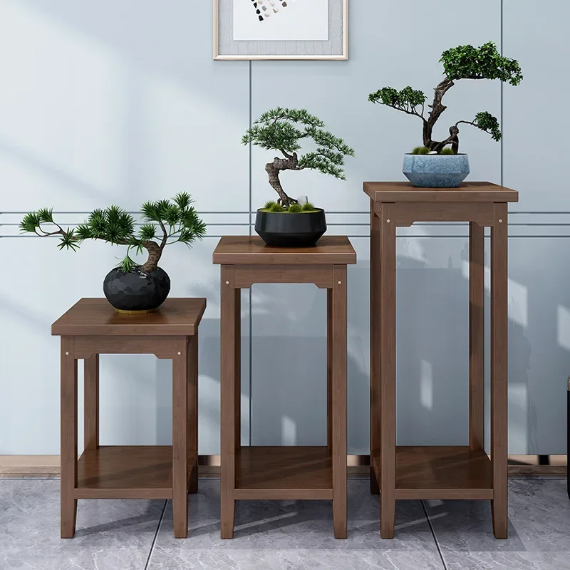 

Antique Solid Wood Plant Stand, Chinese-Style Floor Flower Shelf, Fashionable Potted Plant Display Shelves for Indoor Greenery