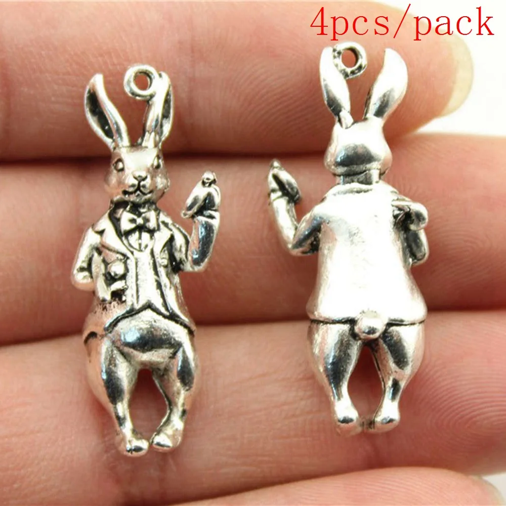 Bulk Charms For Jewelry Making Kit Pendant Diy Jewelry Accessories 3D Enamel Rabbit With Clock Charms