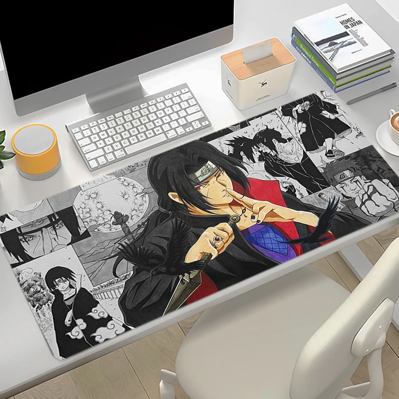 Mouse Pad Gaming Accessories Anime N-Naruto Uzumaki Uchiha Itachi Keyboard Desk Mat Gabinete Gamer Mousepad Black Mouse Mats