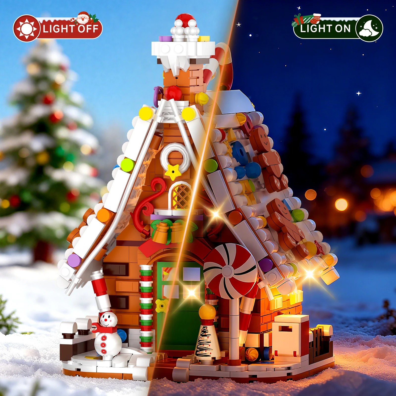 Conjunto de blocos de construção de casa de gengibre - Kit de decoração criativa de férias, diversão para atividades familiares, presente de Natal para crianças e adultos,