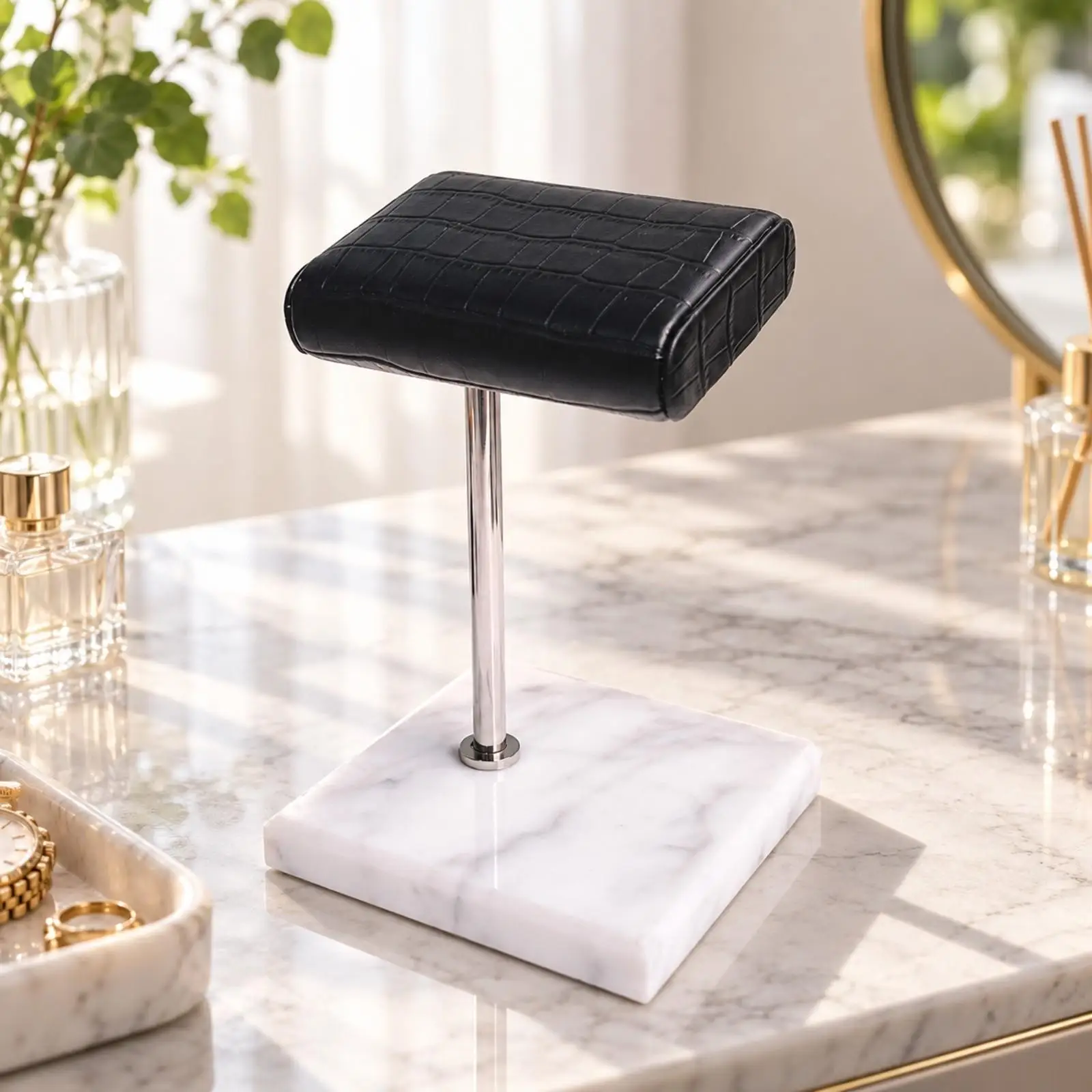 marble-watch-display-stand-for-wrist-watch-showcase-with-metal-support-and-faux-leather-padded-cushion