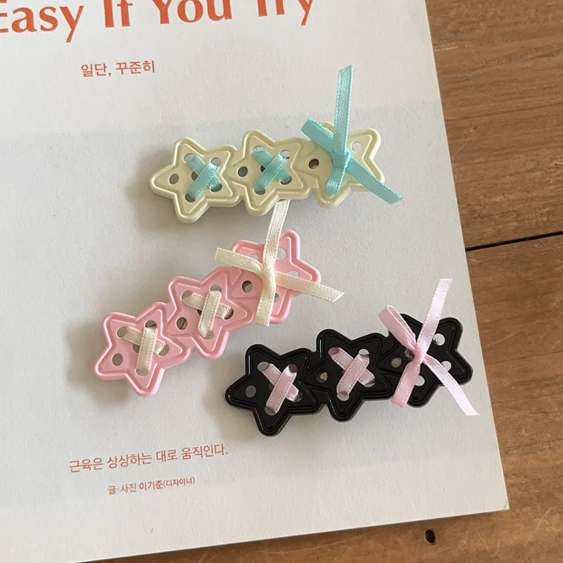 

Sweetheart Girl Bow Tie Star Hair Clip Versatile Duckbill Side Clip Creative Small Hairpin Modern Simple Fashion Hair Accessory