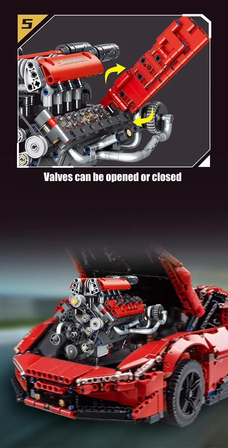 660PCS K96203 Tecnico Il Motore Motorizzato V8 Parte di Auto APP Programmabile Building Block Modello Set HA CONDOTTO LA Luce di Montaggio Giocattoli di Mattoni