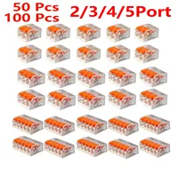 50/100 Conectores Eléctricos de Conexión Rápida, Kit de Herramientas para Conexión de Cables (28-12 Awg), Conectores Eléctricos Enchufables de 2/3/4/5 Puertos