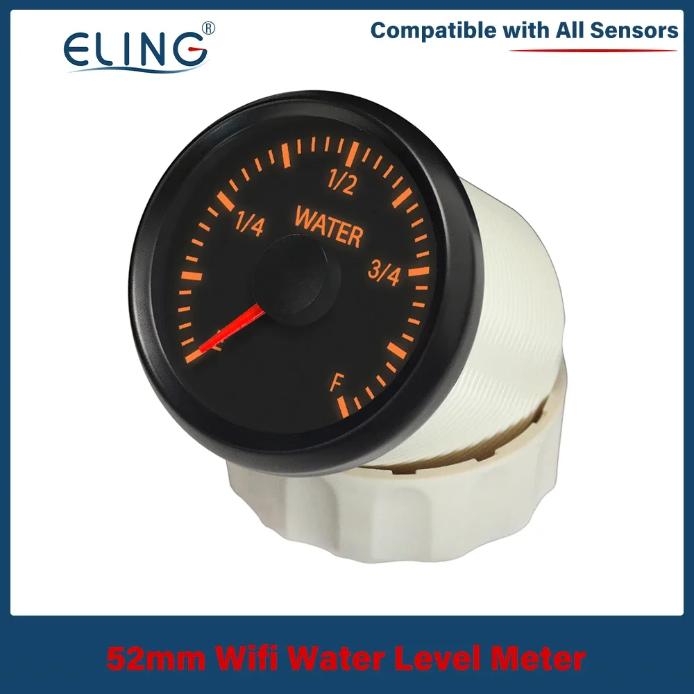 ELING 52mm (2'') WiFi Water Level Gauge Programmable Compatible with All Types and Ranges Ohm Signal Sensor DC 12V 24V