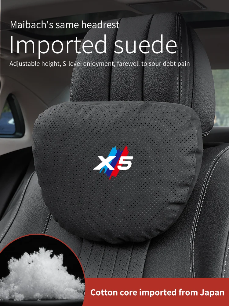 

Car Breathable Neck Support Headrest For BMW X5 E53 E70 F15 G05 G18 G65 Seat Lumbar Cushion Suede Memory Neck Pillow Accessories