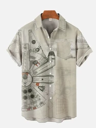 Chemise à simple boutonnage imprimée robot en 3D pour hommes, chemise décontractée, revers à manches courtes, chemise légère et ample, nouveau, 2024