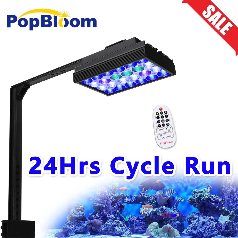 

PopBloom-Marine LED Aquarium Lighting,Dimmable Seawater Aquarium Lamp for 30-60cm Reef Coral Grow Nano Fish Tanks And Aquariums