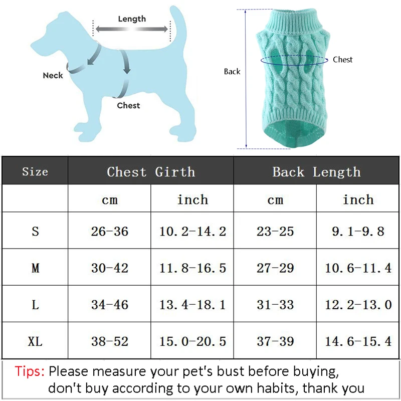 Winter Pet Clothes Dog Sweater for Small Dogs Cat Clothes Warm Pet Turtleneck Chihuahua Woolly Vest Yorkie Teddy Dog Coat Jacket