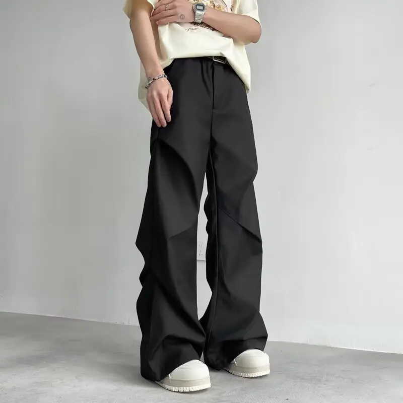 

Japanese Retro Hip-hop Cargo Pants for Men Korean Fashion Loose Casual Wide Leg Flared Pants Y2k Joggers Men Clothing Streetwear