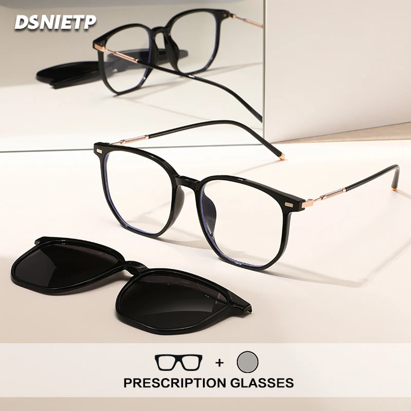 ISLINO Fashion Magnet Clip On Reading Glasses Women 2025 New Myopia Prescription Glasses 2 In 1 Polarized Driving Sunglasses
