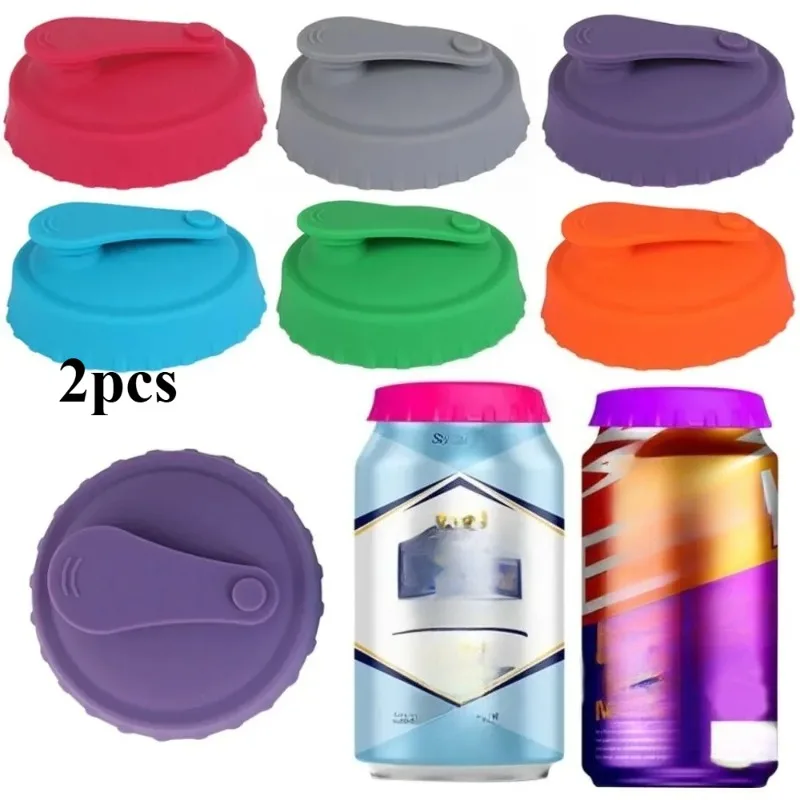 

2pcs Silicone Soda Can Lid Reusable Can Stopper for Soda Beer Drinks Juice Coke Beverage Fits Standard Cans Protecto Coke Can