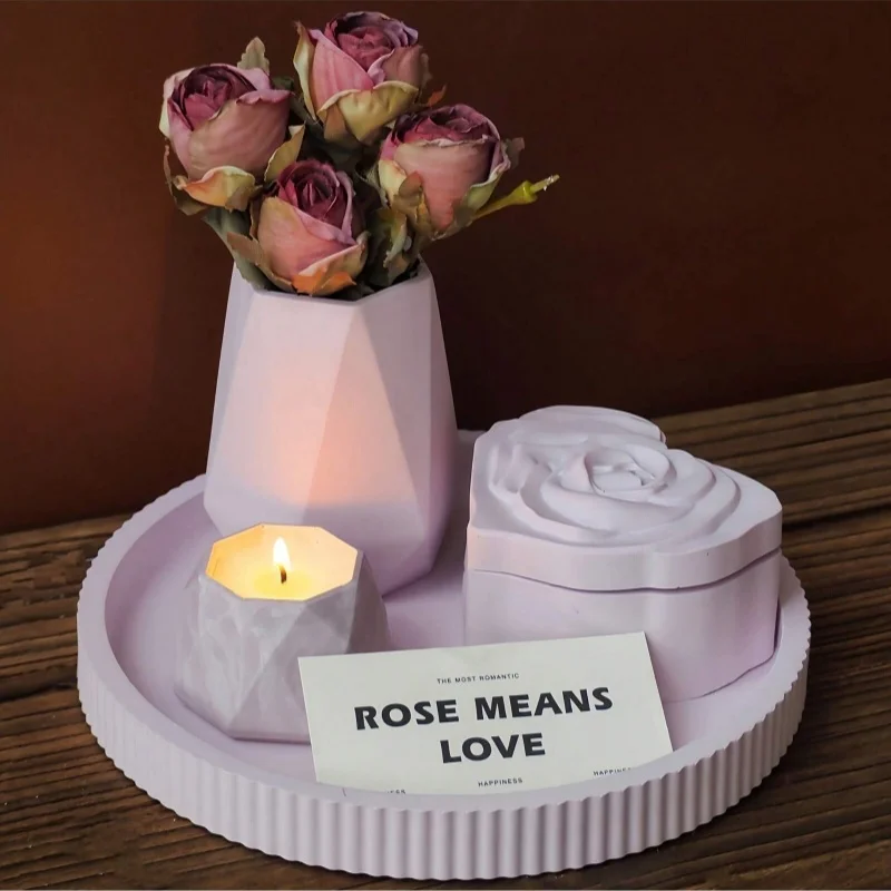 석고 화병, 왁스 양초, 레진 공예 제작용 하트 모양 실리콘 몰드, 5피스 수납 상자 세트, DIY 로맨틱 홈 데코 선물