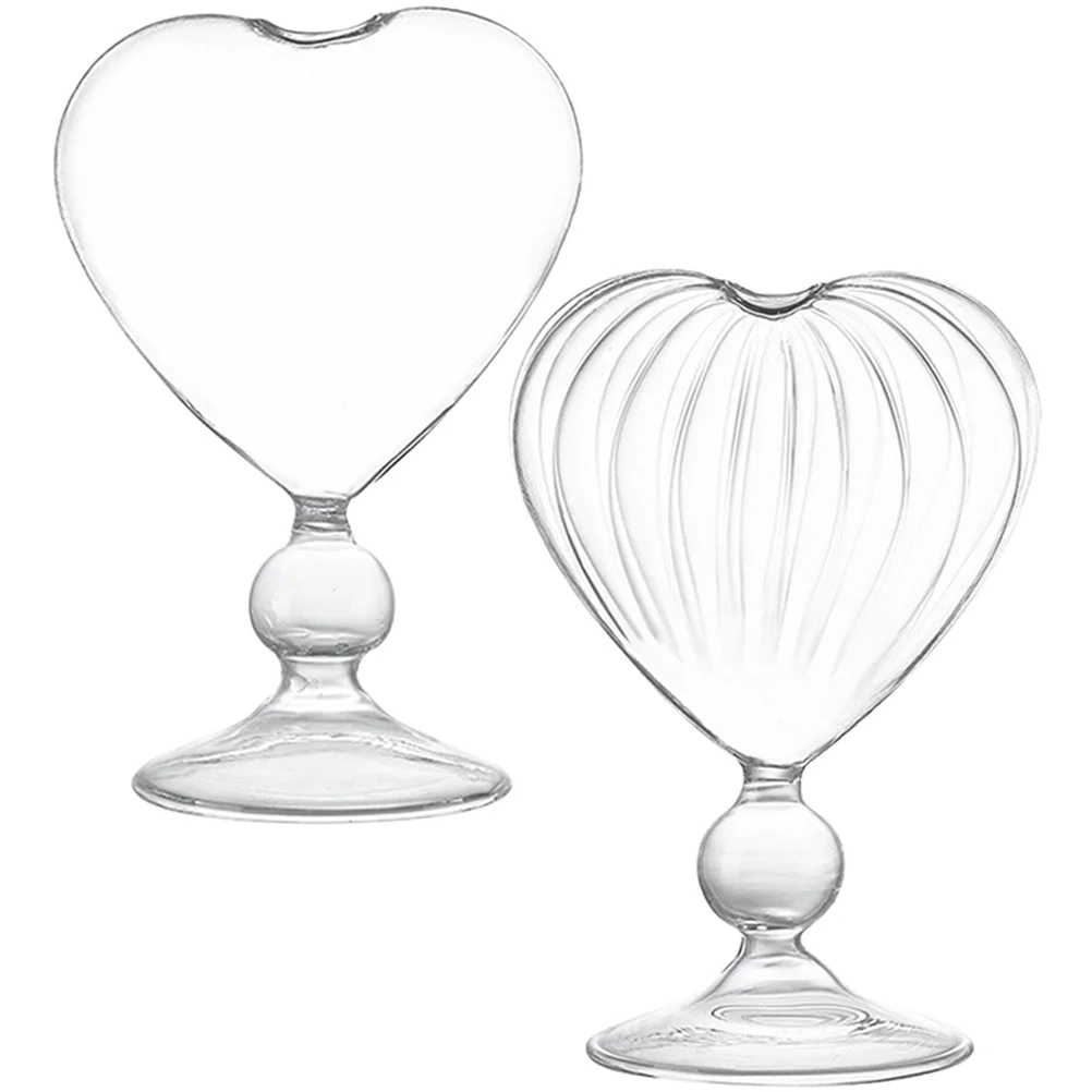 

2Pcs Romantic Heart-Shaped Goblets Stylish Wine Glasses for Party Bar Banquet Home Cocktail Cups Glasses Glass Goblet