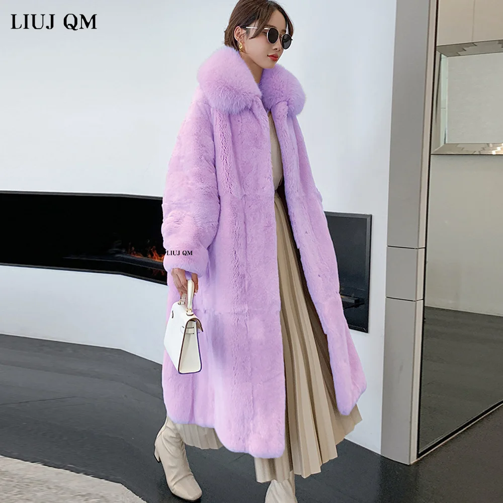 5XL Oversized Autumn Winter Faux Fur Coat Women Loose Long Plush Jackets Thick Warm OverCoat Female  Large Fur Collar Parka 2023
