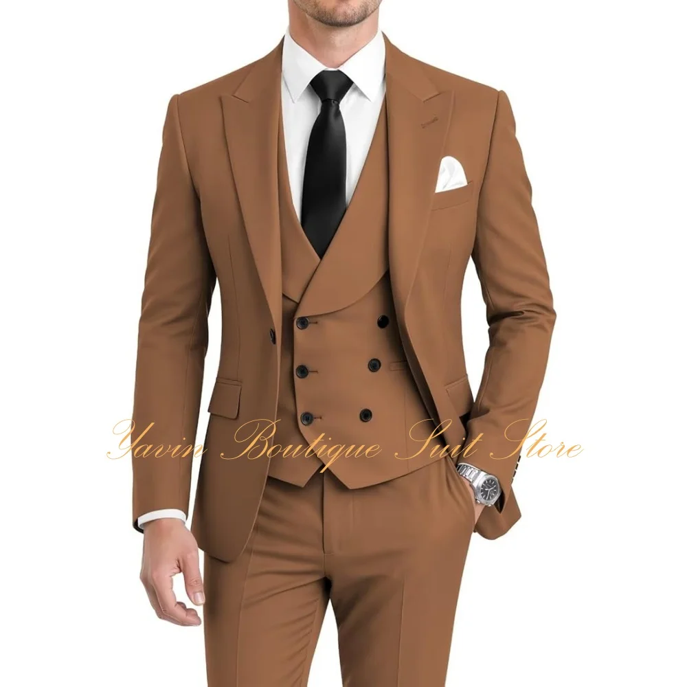 Men's Suit 3 Piece Slim Fit Suit for Men Double Breasted Suit Men Wedding Groom Tuxedo Party Prom Suit