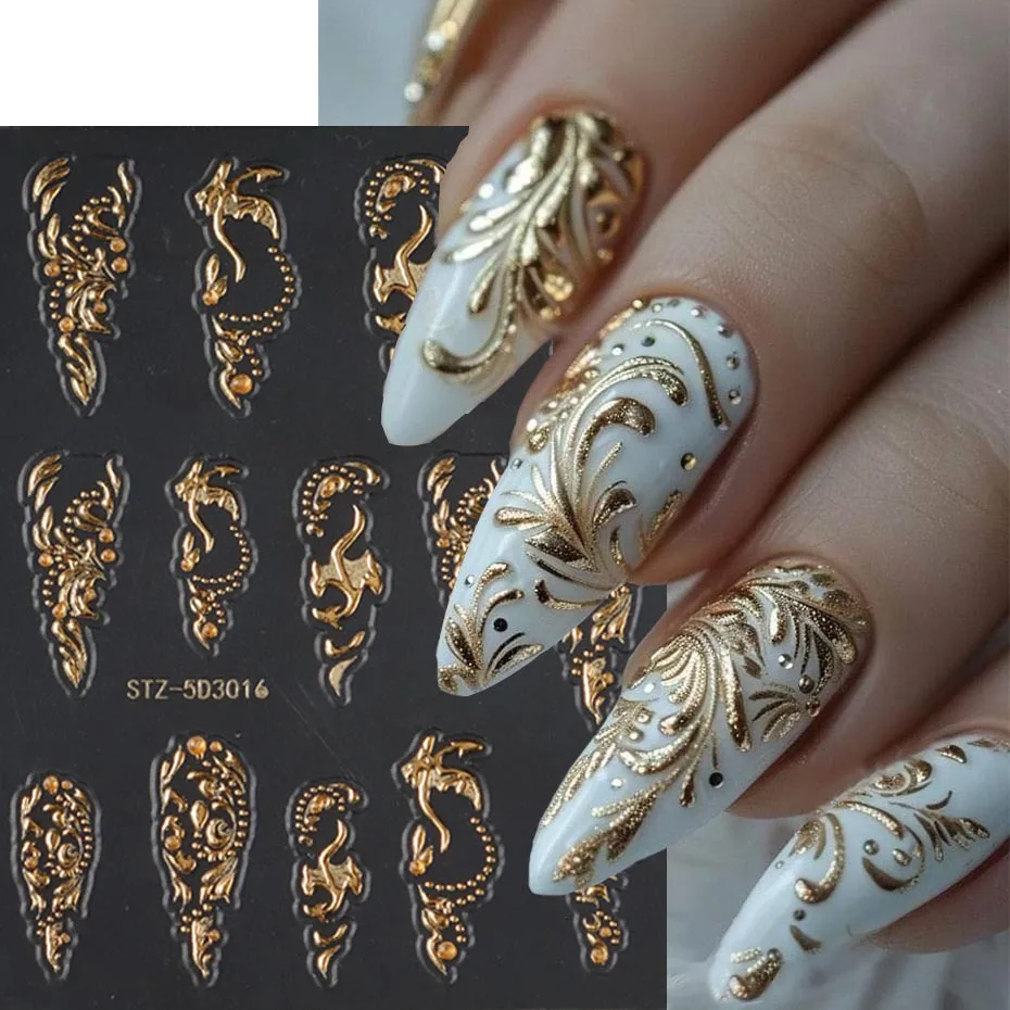 

Craft manicure sticker ins relief three-dimensional 5D retro court wind totem adhesive nail sticker
