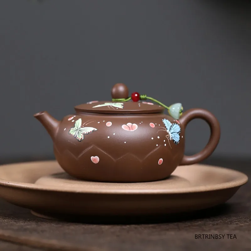 Chinese Tradition Yixing Purple Clay Teapot Handmade Butterfly Tea Pot Household Beauty Kettle Zisha Tea Set Teaware 140ml