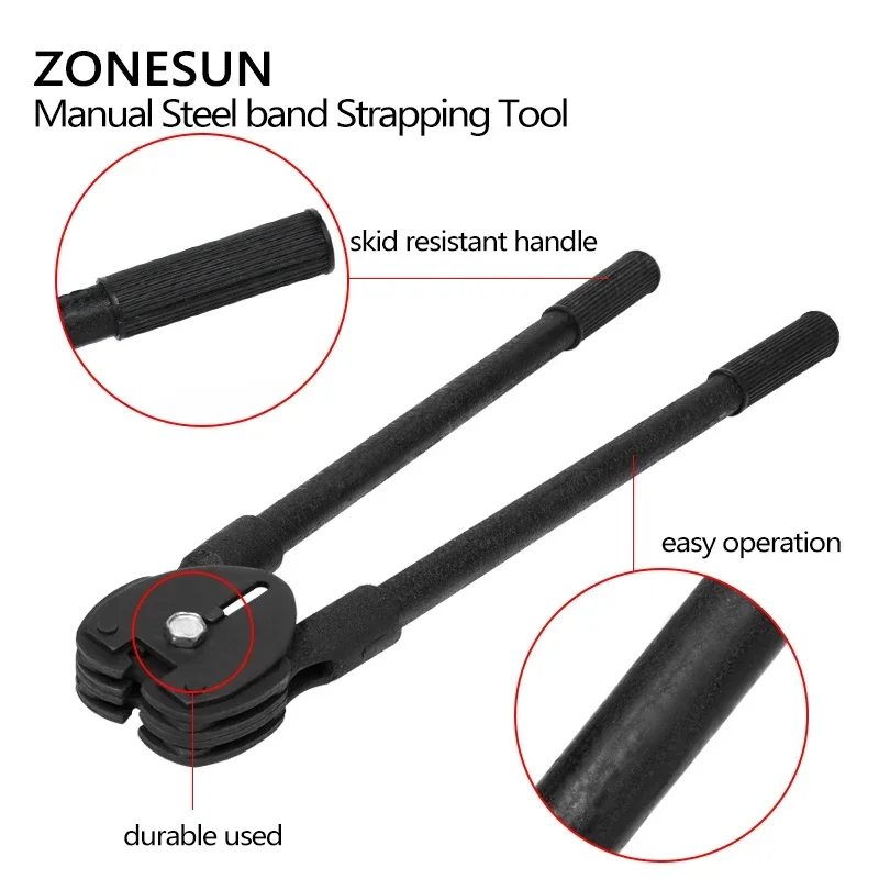 

ZONESUN 20mm Manual Steel Strapping Machine Manual Sealless Combination Tool Steel Belt Packing Machine for Steel Straps Banding