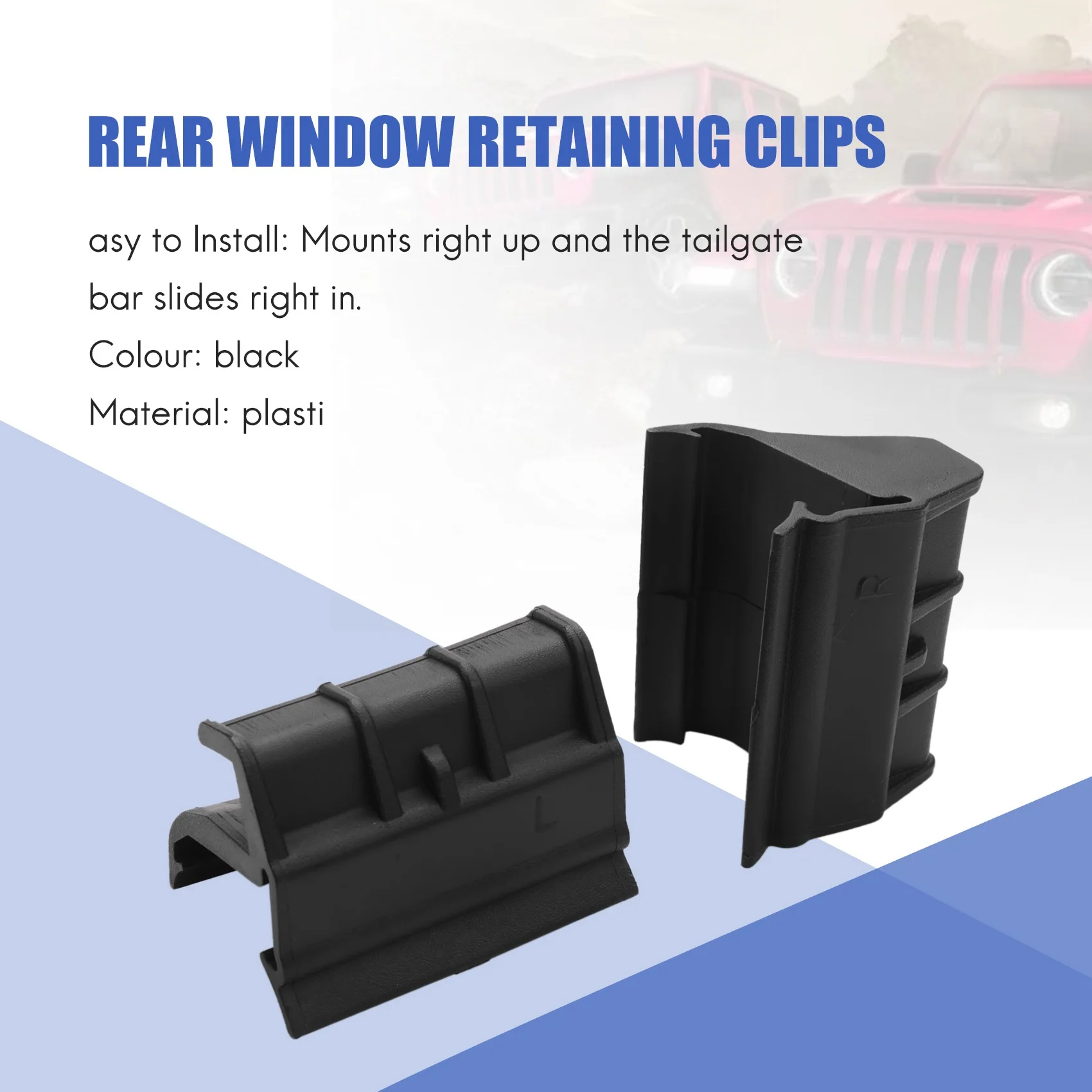 For 2007-2018 Jeep Wrangler JK Soft Top Rear Window Retaining Clips 55395761AE & 55395760AE 2Pcs