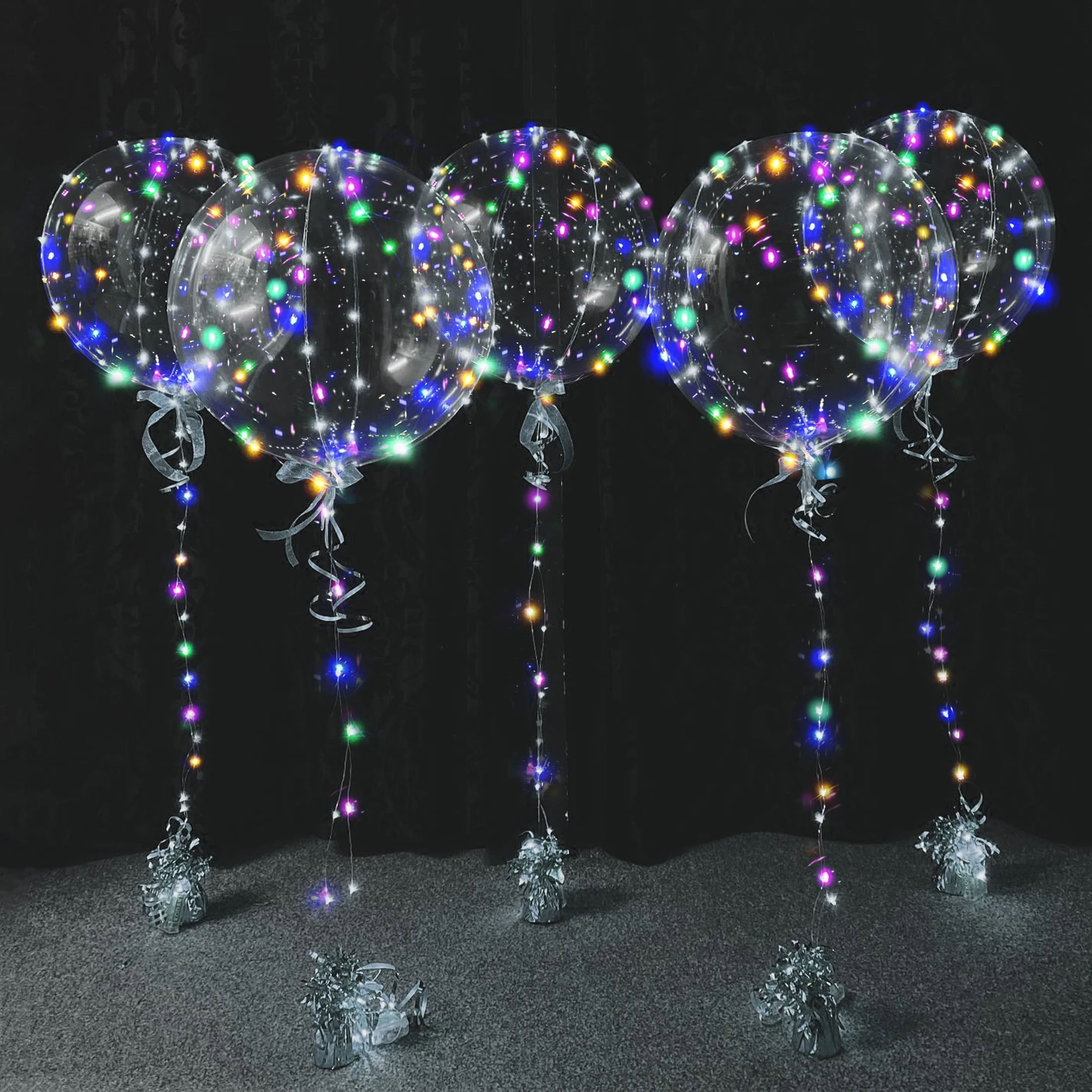 5 transparente Wellenball-LEDs (ohne interne Stromversorgung), Ballon-Set, geeignet für Valentinstag, Weihnachten, Halloween – Detail 2