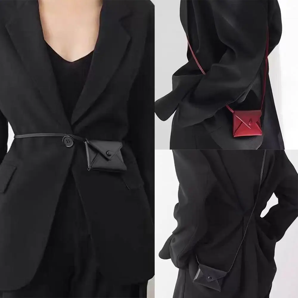

New PU Leather Shoulder Bag Solid Color Durable Waist Bag Multifunctional Crossbody Bag