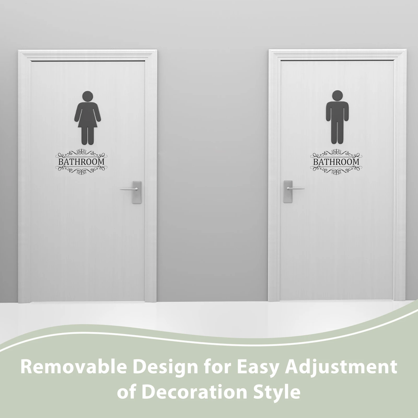 

4pcs Bathroom Stickers For Door Wall Waterproof Decals Removable Home Washroom Decoration Signs 128Characters Design