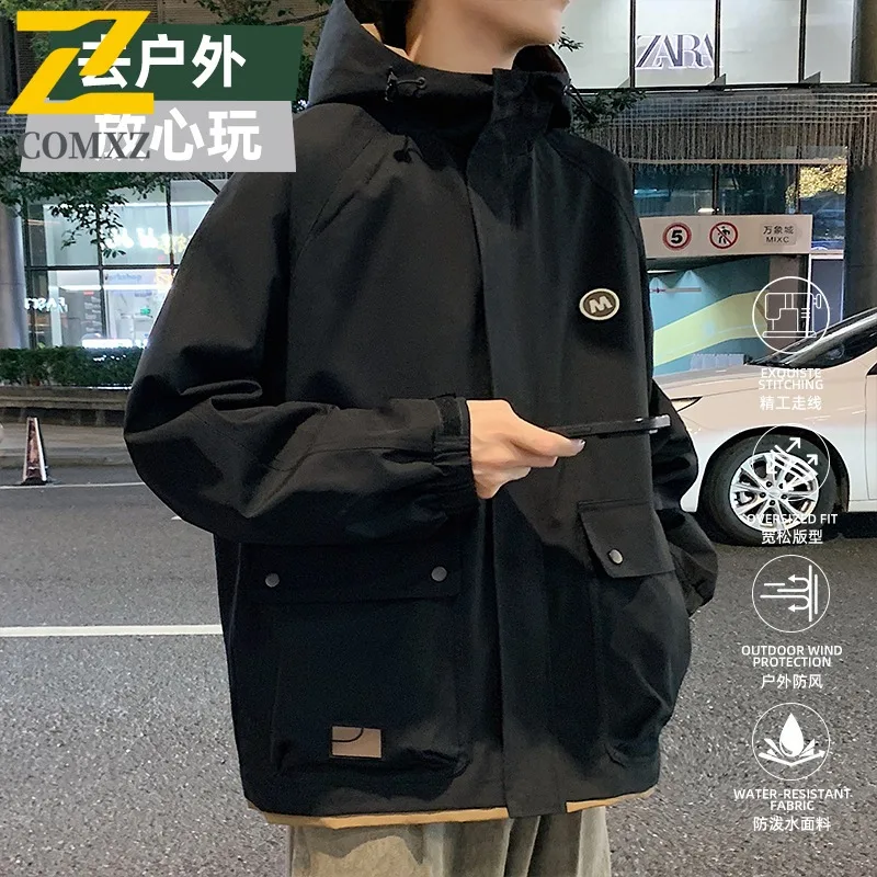 

COMXZ 2025 Men Lightweight Jacket Spring Autumn New Outdoor sport Windproof Thin Workwear Teenager Hooded Top Street Style Coat