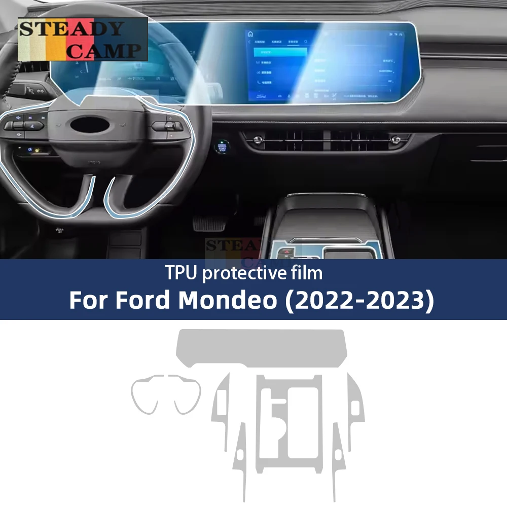 

For Ford Mondeo 2022-2023 Car Interior Center Console Transparent TPU Paint Protective Film Anti Scratch Sticker LCD Screen PPF