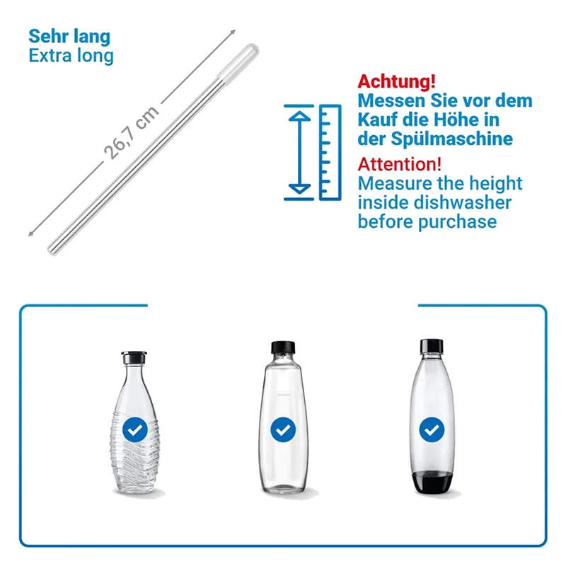 ABYP 식기 세척기 병 홀더 Sodastream Crystal 및 Duo 용 식기 세척기 인서트 (확장 된 실리콘 캡 포함), 26.7 Cm 10Pcs