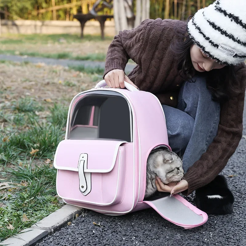 New PU Portable Pet Bag Fashion Small Dog Bag All-in-one Cat Women's Bag Cat Carrier Backpack for Cats Cat Backpack