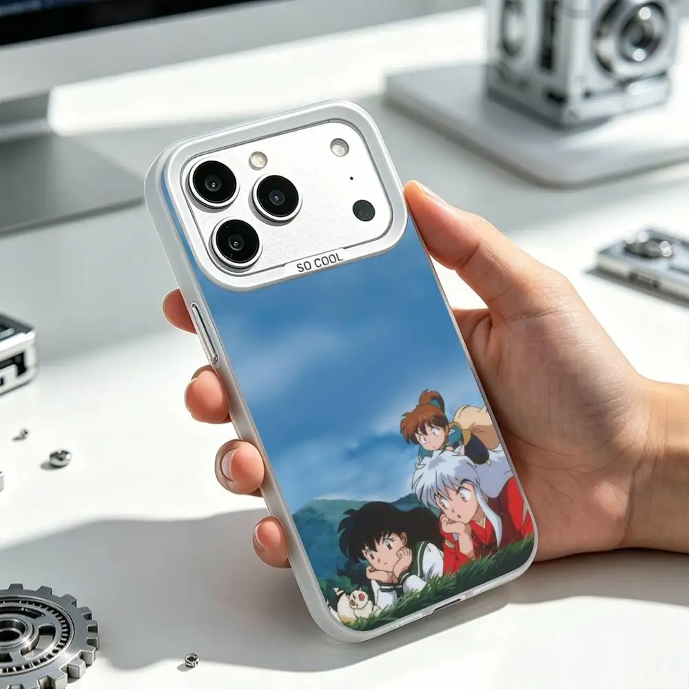 Anime I-Inuyashas Half-Demon Phone Case For iPhone 17,16,15,14,13,12 Plus,Pro Max,XS,White Silver Plated Inside Cover