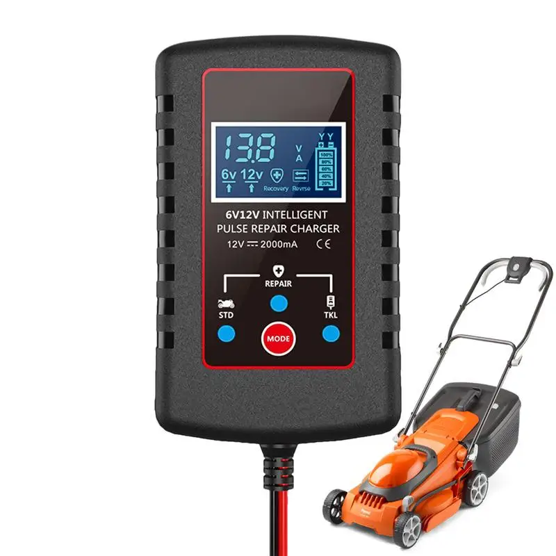 

Car Battery Charger 6V/12V LCD Display Smart Battery Maintainer Multifunctional Battery Maintenance Supplies With Alligator Clip