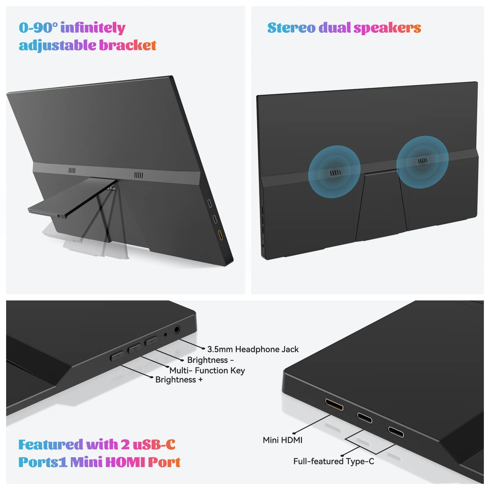 Imagem -05 - Tela de Ips Portátil Adremer 15.6 Polegadas Fhd 1080p com 60hz Refresh Rat 3.0 de Cobertura Completa Interface tipo c para o Trabalho do Jogo