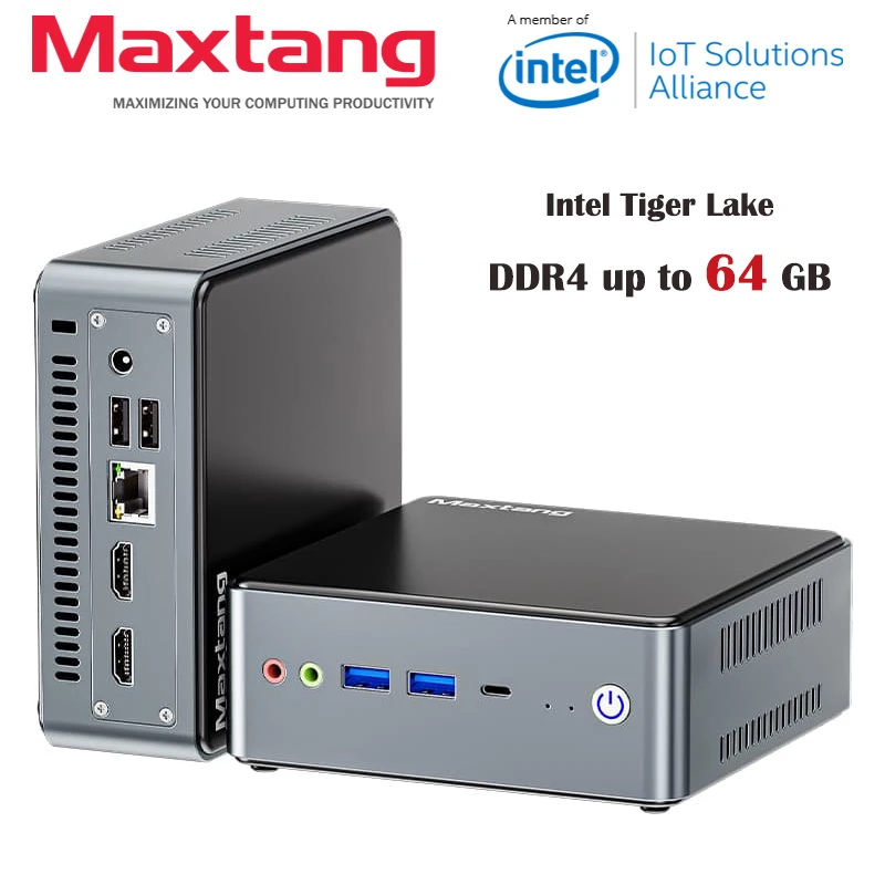 Maxtang Intel Mới Nhất Hổ Hồ Mini PC Kép Hiển Thị 2XHDMI, i5 1135G7 I7 1165G7 Mini Máy Tính Hỗ Trợ Win 10 Chiến Thắng 11