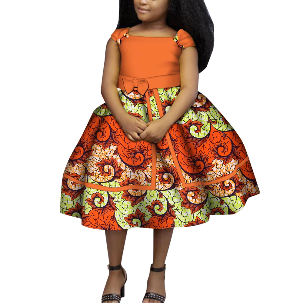 Schöne Mädchen Kleider Bazin Riche afrikanischen Druck Fliege niedlichen Ankara Kleider für Kinder Kinder afrikanische Kleidung Party kleid wyt525
