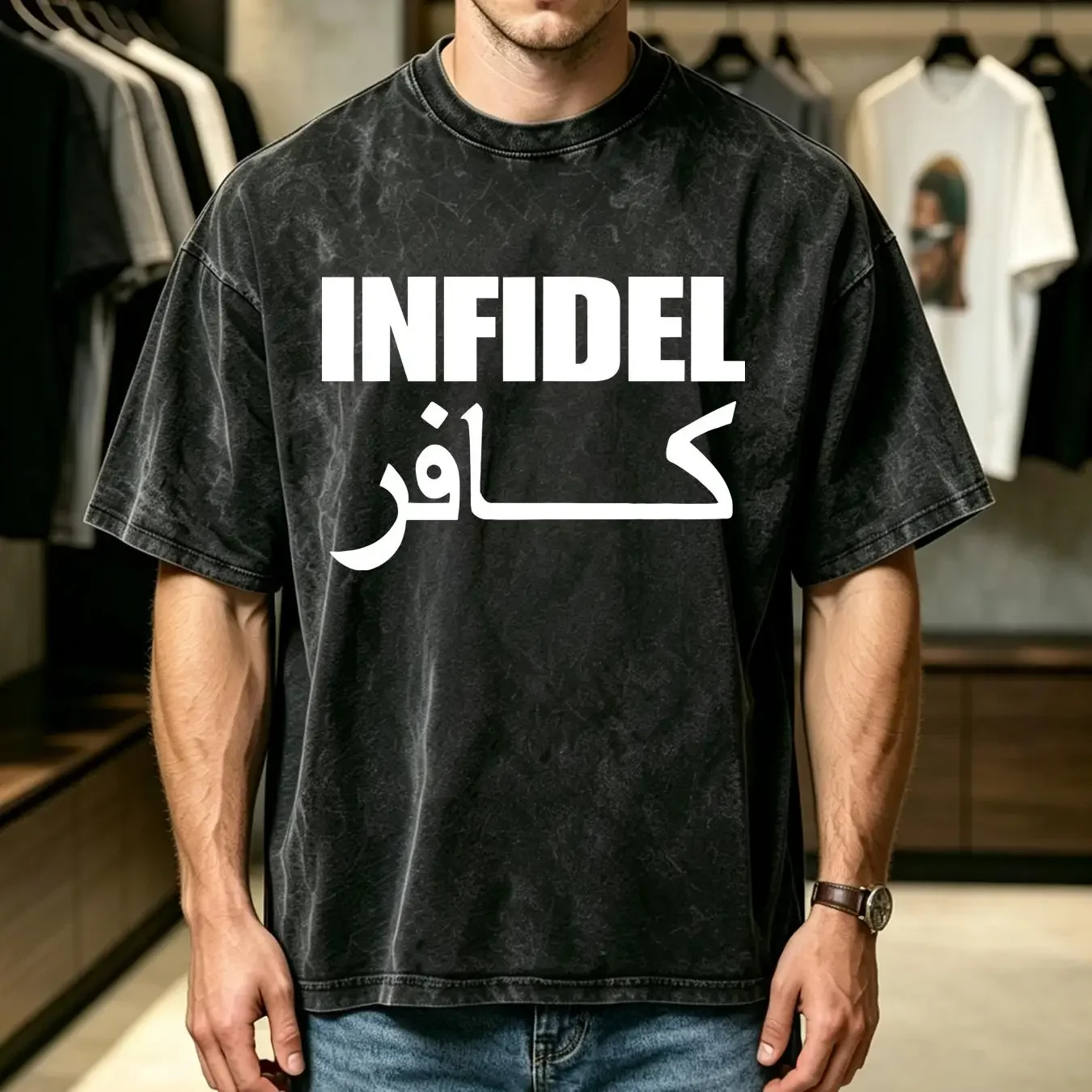 washed T Shirt Infidel 2A second amendment vintage Washed Stylish Comfortable Soft Stretched Versatile graphic fashion Slightly