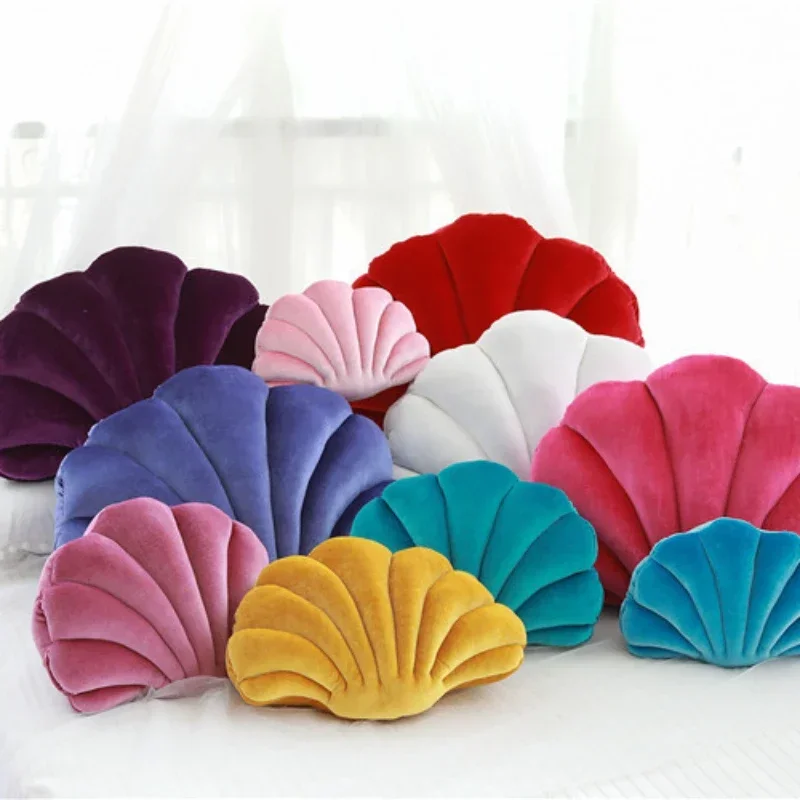 Colorful Shell Plush Pillow for Couch Bed Livingroom Kids Plush Toys Home Bedroom Throw Pillows Bed Sofa Cushion Decoration Gift